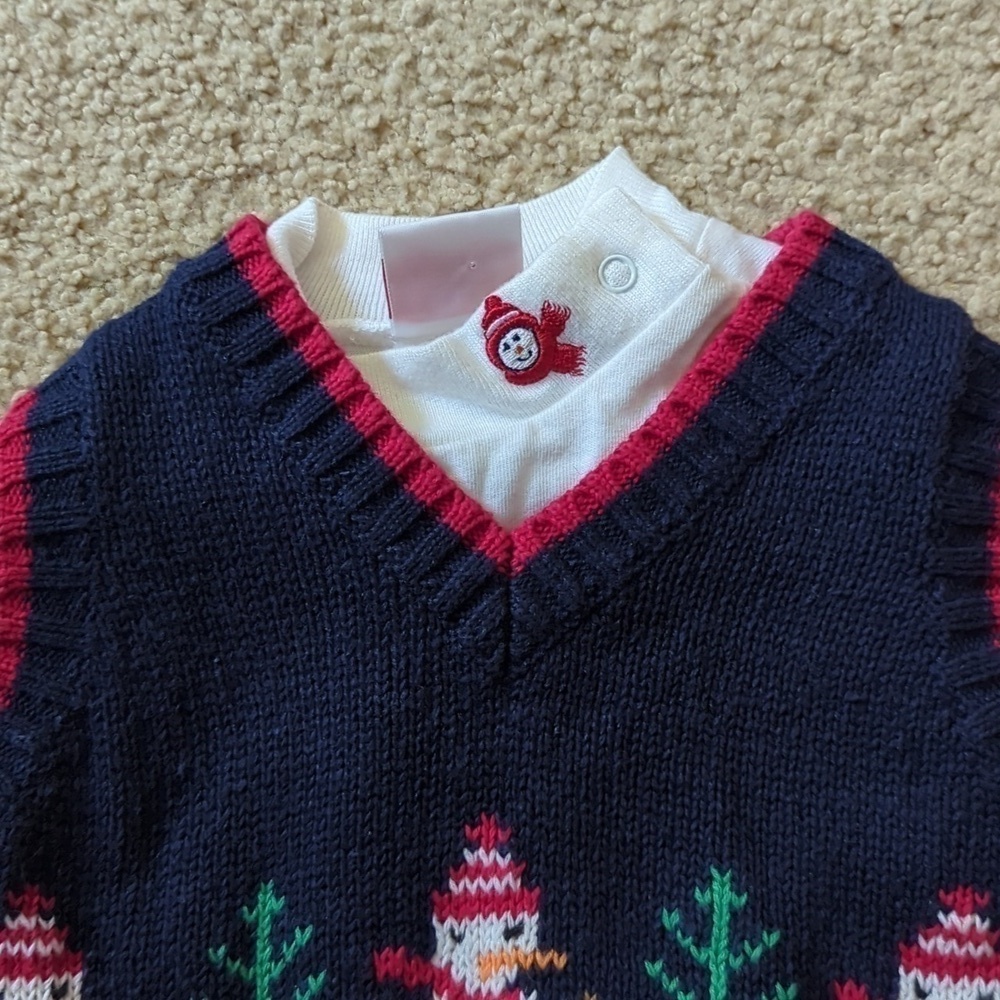 New with Tags Great Guy Vintage Snowman Sweater Vest & Long Sleeve Shirt Sz 3-6 - Picture 3 of 5